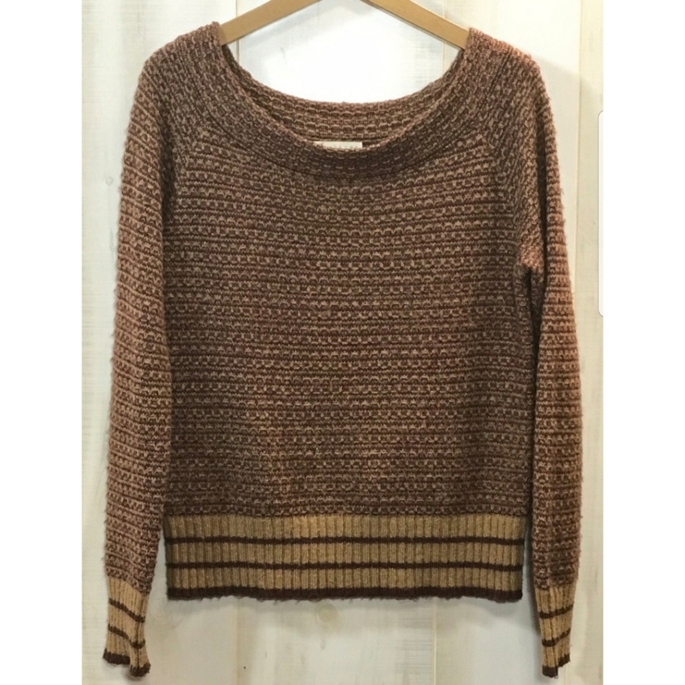 Nordstrom Hinge Maroon Tan Sweater Size M